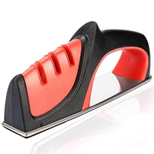 BoxLegend Knife Sharpener 3-in-1 Sharpening System for All-Sized Household Knives Kitchen Knife Sharpening(Black)