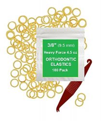 3/8″ inch Orthodontic Elastic Rubber Bands, 100 Pack, Natural, Heavy Force 4.5 oz, Small Rubberbands for making bows, Dreadlocks, Dreads, Doll Hair, Braids, Horse Mane, Horse Tail, Fix Tooth Gap in teeth, Top Knots + FREE Elastic Placer for braces