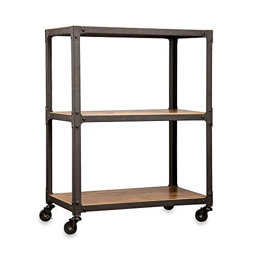Loft Living™ Wood and Metal 3-Tier Rolling Cart, Large Capacity Storage, With Wheels For Easy Transport