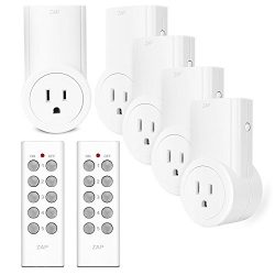 Etekcity Wireless Remote Control Electrical Outlet Switch for Household Appliances, White (Learning Code, 5Rx-2Tx)