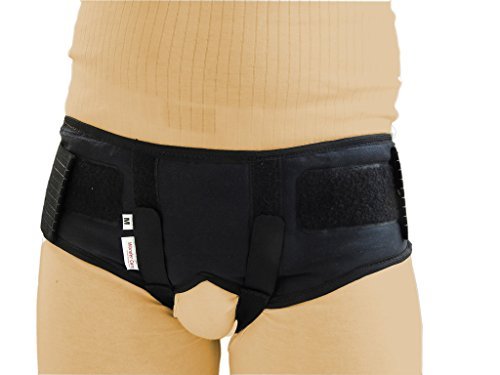 Wonder Care-Black Double Inguinal Hernia Belt Support – Truss Brace with two compression pads-Small