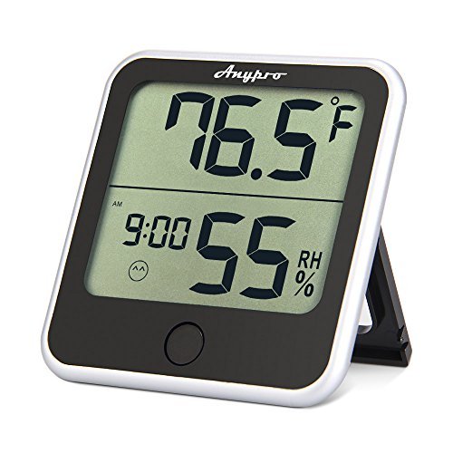 Humidity Monitor – Anypro Hygrometer Thermometer 2-in-1 with Temperature Gauge, Humidity Meter and Time Display