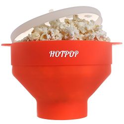 The Original HOTPOP Microwave Popcorn Popper, Silicone Popcorn Maker, Collapsible Bowl BPA Free (Red)