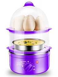 Hard-Boiled-Egg-Cooker, Electric Egg Poacher, Double Layer Boiled Egg Cooker with Automatic Shut Off and Buzzer