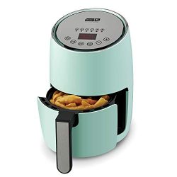 DASH Compact Electric Air Fryer + Oven Cooker with Digital Display, Temperature Control, Non Stick Fry Basket, Recipe Guide + Auto Shut Off Feature, 1.6 L, up to 2 QT, Aqua