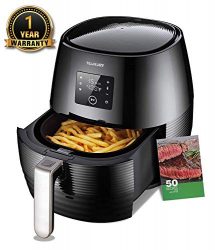 Air Fryer 3.7QT 1400W Electric  Large Deep Fryer Oil-free Touchscreen Healthy Cooker With Detachable Basket Dishwasher Safe Auto Shut Off W/ CookBook