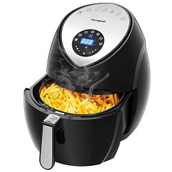 Air Fryer 5.8 Quart/5.5L/XXXL 1700w, homgeek Digital Air Fryer Touch Screen 7 in 1 with Cookbook for Family of 5 include Temperature Control, 60min Timer, Non-stick Dishwashable Basket