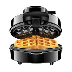NEW & IMPROVED Chefman Perfect Pour Volcano Belgian Waffle Maker, No Overflow Design, Round Waffle Iron, Mess & Stress Free, Best Small Appliance Innovation Award Winner, Measuring Cup, Pour Spout & Cleaning Tool Included